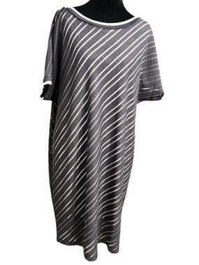 Jones New York Gray & White Striped Dress XL